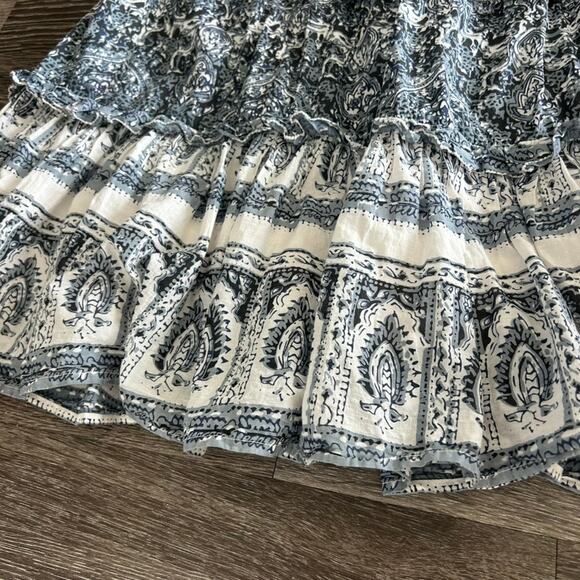 EUC Cleobella Dalia Midi Dress Blue Gray Rishi Block Print Boho Cotton Small (S) - Picture 12 of 16